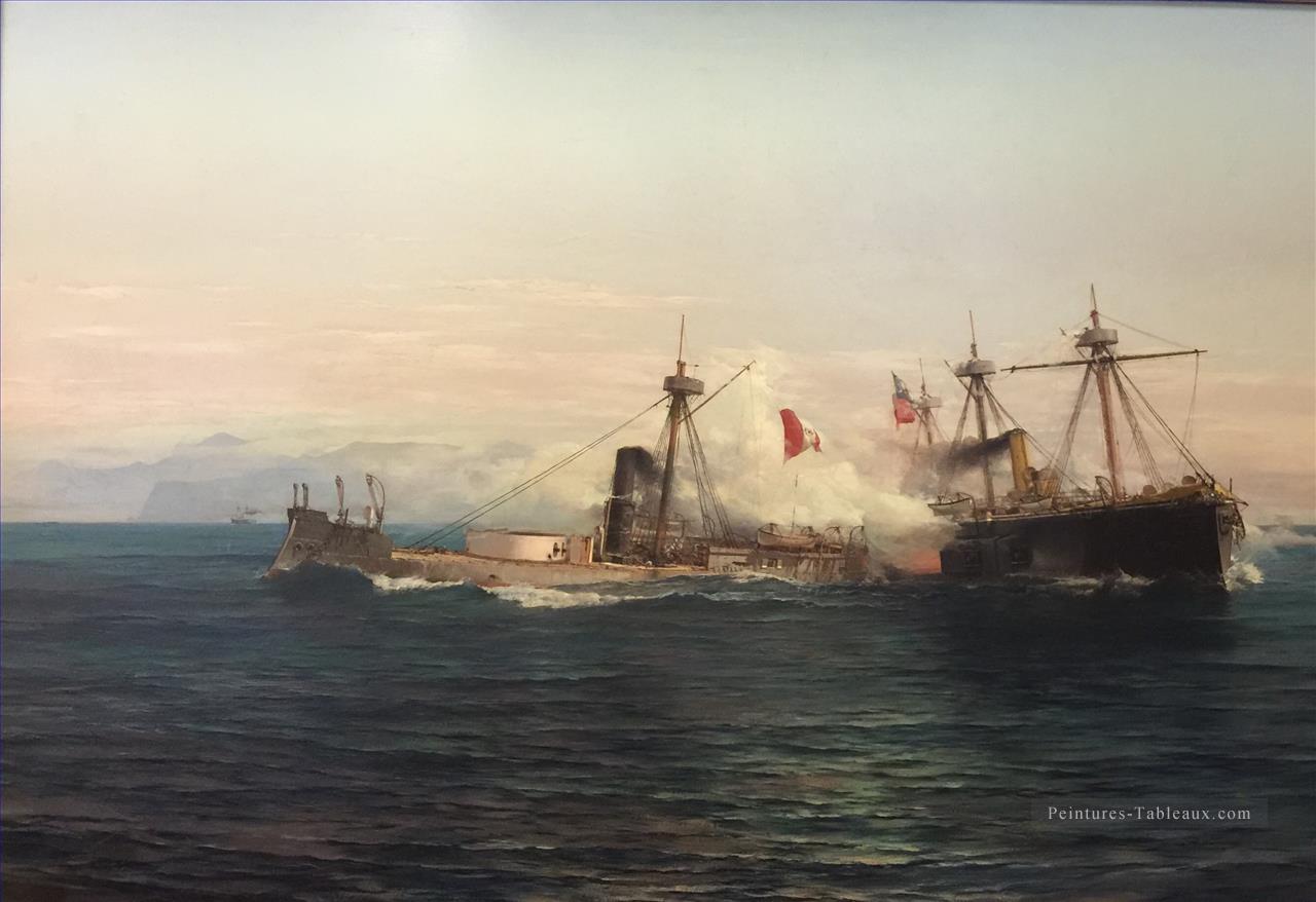 Cambate Naval de Angamos Batailles navale Peintures à l'huile
